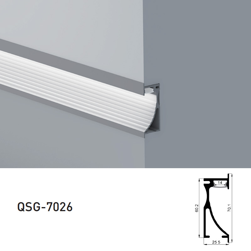 Aluminum LED Channel For Skirting Trim For 12mm White LED Strip Lights Aluminum LED Channel For Skirting Trim For 12mm White LED Strip Lights